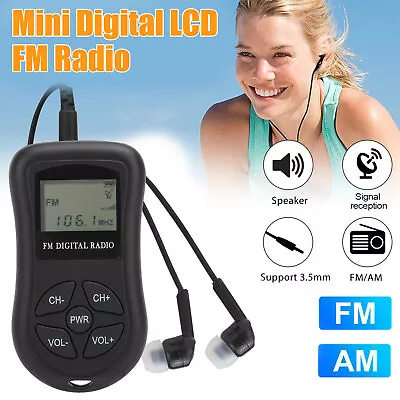 Pocket Mini Digital FM Radio LCD Screen Stereo Walking Receiver W/3.5mm Earphone • $10.98