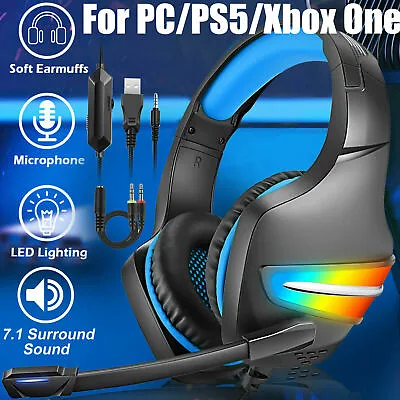 Pro Gaming Headset Mic 7.1 Surround Sound RGB USB Headphone For PS/Xbox ONE/PC • $37.48