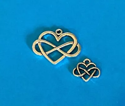 Tibetan Alloy INFINITY HEART Charms Antique Silver  2 Sizes Available Pendants • £2