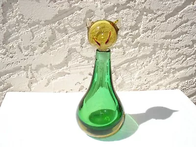 Vintage Murano Italy 10  Cat Bottle Decanter Sommerso Art Glass Mcm • $95