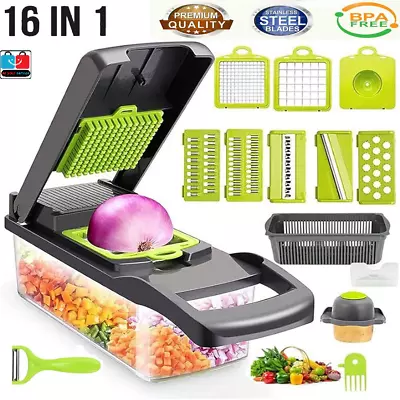 16 In 1 Vegetable Chopper Salad Fruit Mandolin Slicer Food Dicer Cutter Peeler • $15