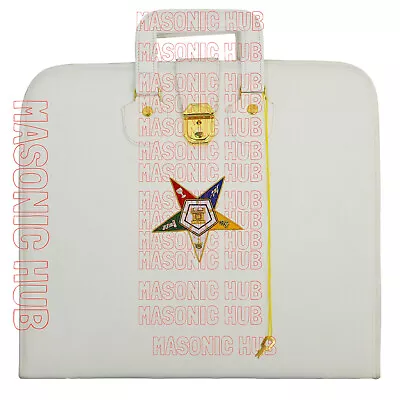 Masonic Regalia Hand Embroidered OES Masonic Apron Case With Handle [ WHITE ] • £77.84