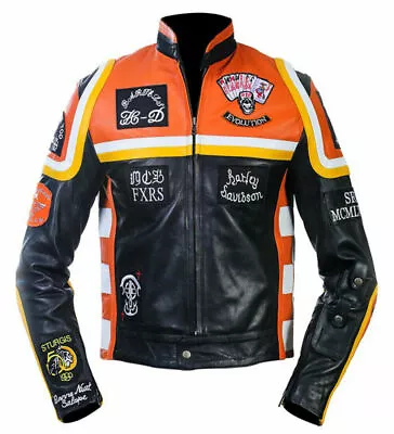 Mickey Rourke HDDM Mans Biker COWHIDE Jacket • $150.99