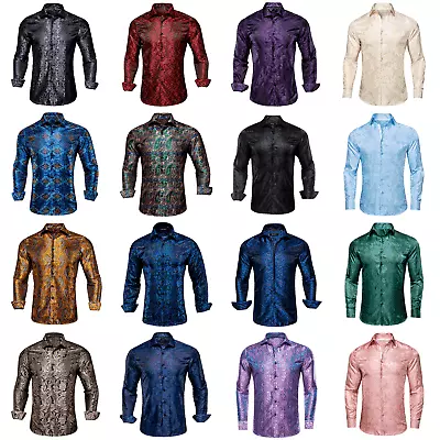 Men's Long Sleeve Casual Shirt Silk Paisley Cutaway Designer Top US Size XXXL • $24.99