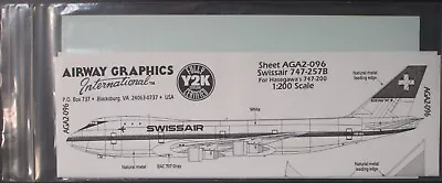 Airway Graphics 1/200th Scale Swissair 747-257B Decal Sheet No. AGA2-096 • $20.99