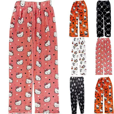 Hello Kitty Womens Soft Pajamas Flannel Pants Winter Warmer Nightwear Trousers • $24.49