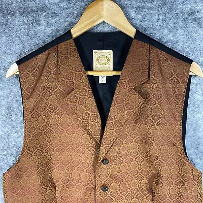 Wah Maker Vest Mens L Copper Rust Brocade Notch Collar True Western Frontier USA • $49.95