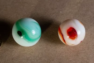 Vintage Marbles X2 Heaton Agate Unique Ink-Spot And Htf Red Dot L@@K!! • $14.95