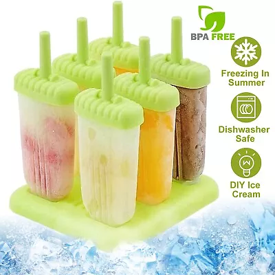 6PCS Popsicle Molds Silicone Reusable Easy Release Ice Maker Homemade Snacks DIY • $12.45