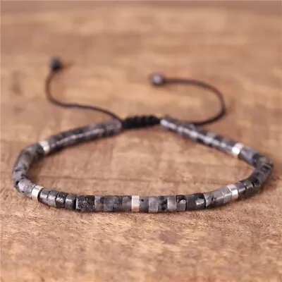 Black Labradorite 4mm Beads Healing Chakra Protection Luck Women Men Bracelet • $11.80