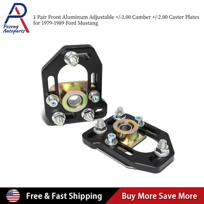For 79-89 Ford Mustang Front Camber Caster Plates Alignment Kit Adjustable STEEL • $63.24