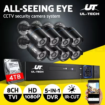 UL-tech CCTV Camera Security System 8CH DVR 8 Bullet Cameras 4TB Hard Drive • $375.95