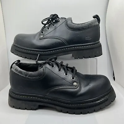 Skechers Work Sz 8.5 Leather Women Safety Toe Slip Resistant Black Low Boot • $34.99