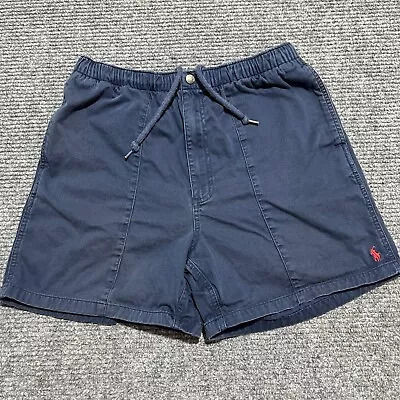 Vintage Ralph Lauren Polo Shorts Men Medium Blue Chino Drawstring 5  Inseam Pony • $25.42