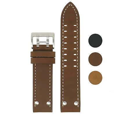 StrapsCo 22mm Vintage Leather Watch Band Strap For Hamilton Khaki Field • $34.99