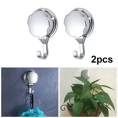 2× Strong Vacuum Suction Cup Hook Bathroom Kitchen Towel Shower Hooks Holder New • £7.99