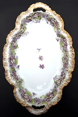 Rare A. Lanternier Limoges France Porcelain Scalloped Edge Violets Platter 15.37 • $165.99