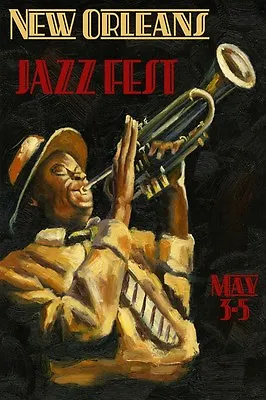 Jazz New Orleans Festival Trumpet Music Vintage Poster 12x16 Repro FREE S/H • $16.84