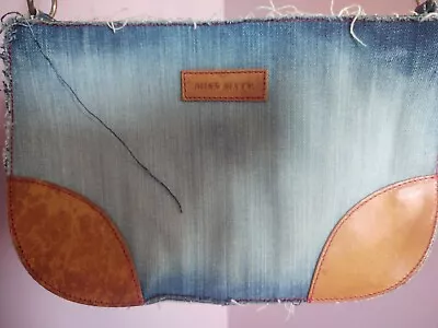 MISS SIXTY Blue Denim Leather Crossbody Purse 11.5  X 7.5  X 2  ITALY Cotton Ins • $44.95