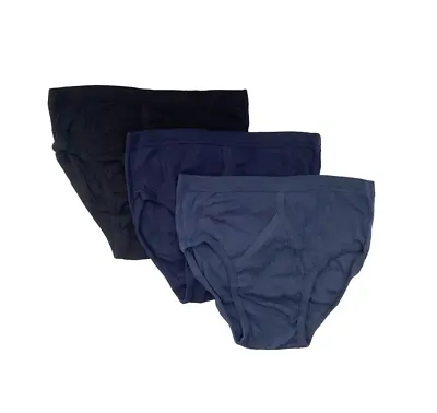 3 X Jockey Mens Y Front Rib Briefs Underwear Black Blue And Navy • $27.96