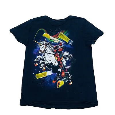 Marvel Shirt Adult Large Black Deadpool Maximum Effort Nachos Unicorn Cotton  • $10.20