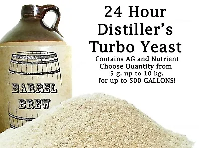 24 Hour Turbo Yeast W/ AG Moonshine Alcohol Whiskey Rum Vodka UP TO 500 GALLONS • $3.29