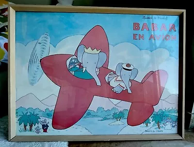 Babar En Avion Laurent De Brunhoff Editions Du Desastre Ltd Edition Poster 1989 • $221.97