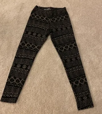 Ladies Vision Leggings Pants Geometric Southwest Black Tan M Polyester Spandex • $2.50