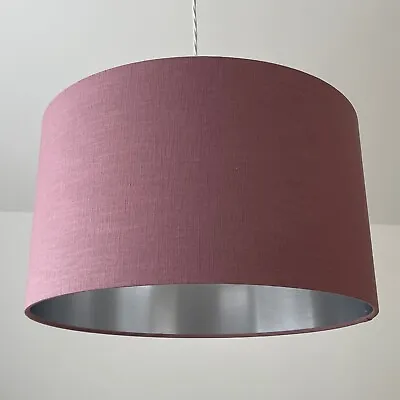 £25.50 • Buy Lampshade Mauve Textured 100% Linen Brushed Silver Drum Light Shade