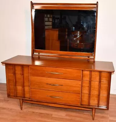 Mid-Century Modern Kent Coffey The Foreteller Walnut Low Dresser And Mirror Set • $2950