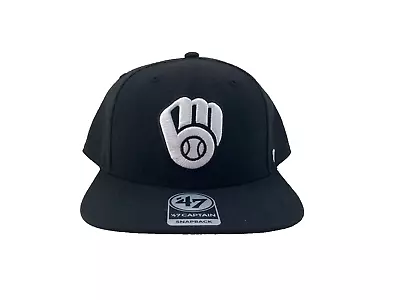 Milwaukee Brewers '47 Captain Snapback Hat Cap Black White Baseball Major League • $19.99