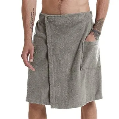 Men Soft Wearable Bath Towel With Pocket Bathrobes Sleep Robes Shower Wrap • $24.70