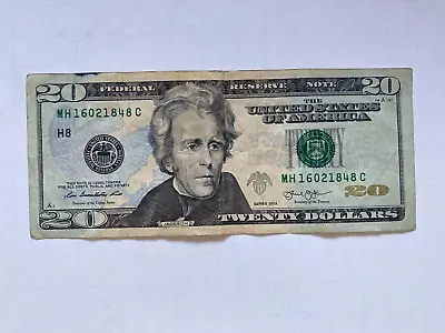 USA Real Money $20 Paper Money TWENTY DOLLARS Serial # MH 16021848 C Note 2013 • $29.99