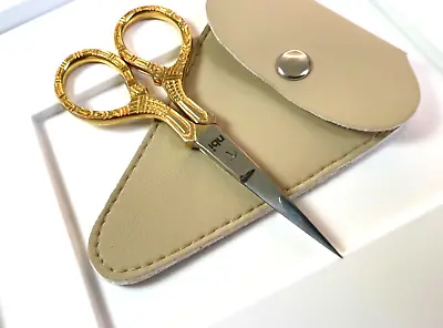 £5.98 • Buy Small Embroidery Scissors Sewing Crafts Sharp Point With LEATHER CASE ⭐⭐⭐⭐⭐