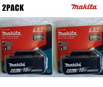 2 Pack Makita 18 Volt Li-ION 6.0Ah LXT Battery BL1860B Tool Power Battery NEW • $75