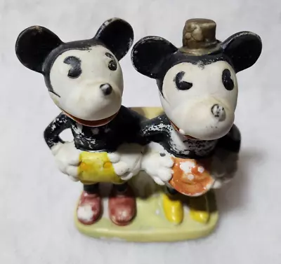 Original 1930's MICKEY & MINNIE MOUSE Bisque Tooth Brush Holder • $27.77