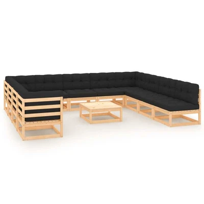 $1486.99 • Buy 12 Piece Garden Lounge Set With Anthracite Cushions Pinewood VidaXL