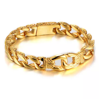 Fashion 18K Gold Plated Classic Men Women Chain Bracelet Wedding Jewelry Gift • £4.46