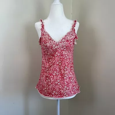 PAUL & JOE Sister Floral Embroidered Lace Cami Tank Top Small Red Tomato Girl • $29.95