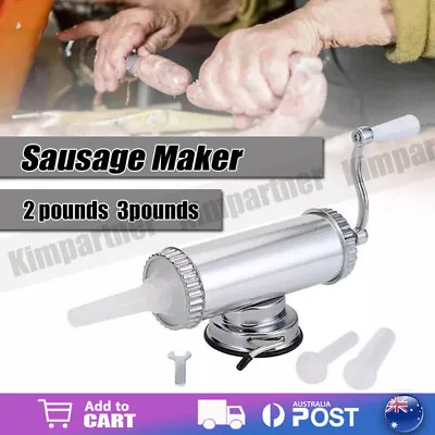 $39.99 • Buy Sausage Maker/ Stuffer Machine 3 Nozzles Stainless Steel Aluminium Set 2/3 LBS