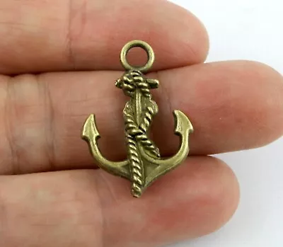 Antique Bronze Tone SHIP ANCHOR NAUTICAL Charms Pendant Bead Craft Card Brass • £1.56