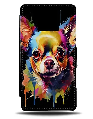 Colourful Chihuahua Face Flip Wallet Case Pop Art Graffiti Style Design Dog CZ60 • £19.99