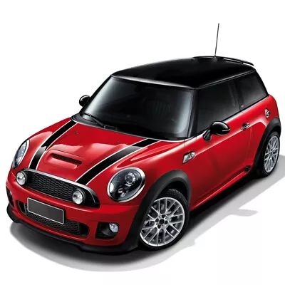 BLACK-WHITE Hood Bonnet Rear Trunk Stripes Decals Stickers For MINI Cooper R56 • $25.25