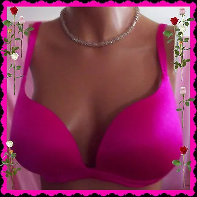 RARE $65 34D NEON Pink W/Gems  Victorias Secret Very Sexy BIOFIT PushUp UW Bra • $32.99