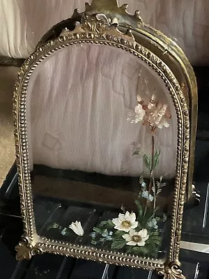 Small Antique Gilt Edged Mirror With Hand Painted Flowers.beautiful Quality. • £80