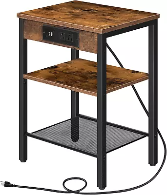 End Table With Charging Station And USB Ports3-Tier Nightstand With Adjustable • $46.18