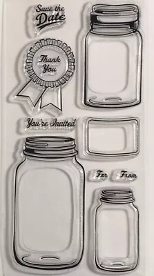 Inkadinkado Clear Stamp Set Mason Jars Save The Date Thank You Rosette To From • £2.99