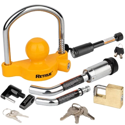 $39.99 • Buy Fits 1-7/8”,2”,2-5/16  Couplers Keyed Alike Trailer Lock Set+Hitch Pin Lock