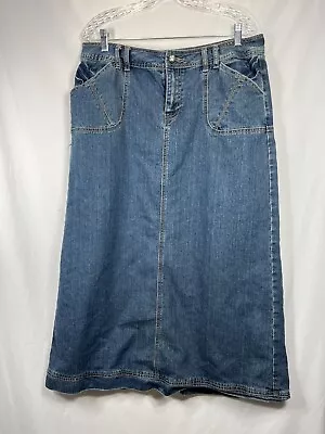 Baccini Denim Skirt Womens 14 Stretch Western Flared Modest A Line Blue Jean • $26.99