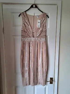 Miss Selfridge Pale Pink Beaded Knee Length Dress Size 10 - UNWORN WITH TAGS • £15